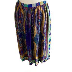 Umi Collections by Anne Crimmins 100% Silk Skirt Paisley Vintage 80s Size 12